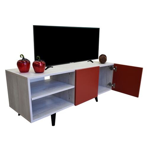  Mueble para TV de 50" Suecia  Moderno y Elegante  Hogare Blanco Rojo