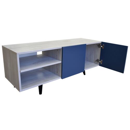  Mueble para TV de 50" Suecia  Practico e Inteligente  Hogare Blanco Azul 