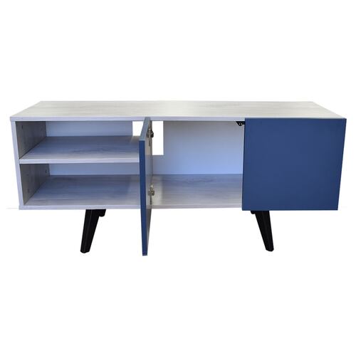  Mueble para TV de 50" Suecia  Practico e Inteligente  Hogare Blanco Azul 