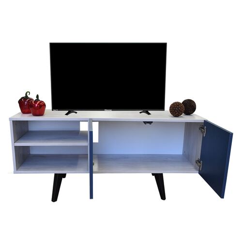  Mueble para TV de 50" Suecia  Practico e Inteligente  Hogare Blanco Azul 