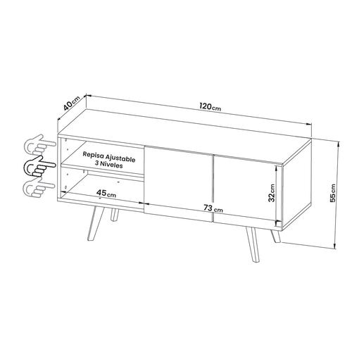  Mueble para TV de 50" Suecia  Practico e Inteligente  Hogare Blanco Azul 