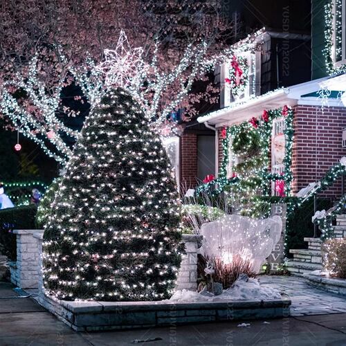 Guirnalda De Luces Solares Navidad 200 Led Focos 8 Modos 22m Frio