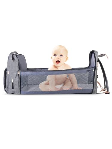 AGBOX Mochila Pañalera Cambiador Portátil De Viaje Para Bebé Gris.