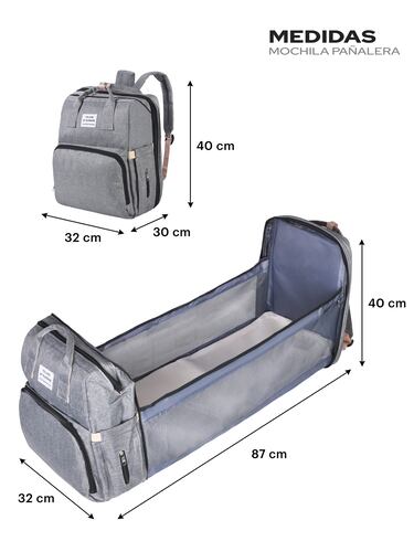 AGBOX Mochila Pañalera Cambiador Portátil De Viaje Para Bebé Gris.