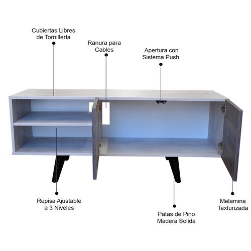  Mueble para TV de 50" Suecia  Elegante y Moderno Hogare  Blanco Gris 
