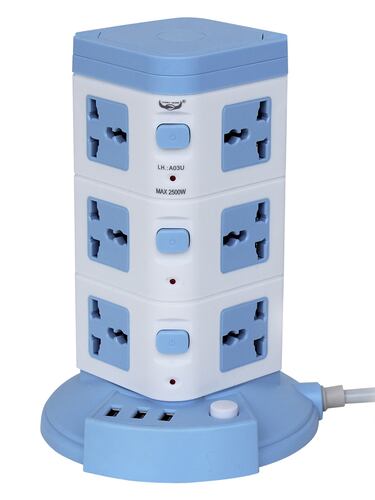 AGBOX Torre Multicontacto Vertical Con 12 Contactos Y 3 Usb Socket TH-TORMUL.