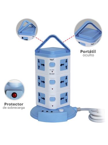 AGBOX Torre Multicontacto Vertical Con 12 Contactos Y 3 Usb Socket TH-TORMUL.