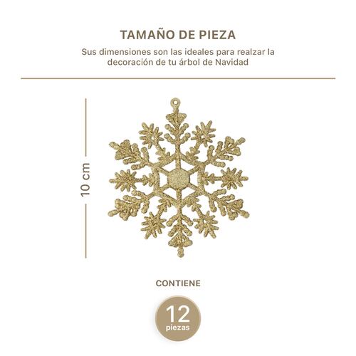 Decoración Navideña con Adornos para Árbol de Navidad (Copo Dorado) ESQUIMAL.