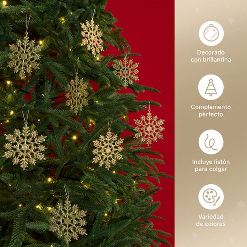 Decoración Navideña con Adornos para Árbol de Navidad (Copo Dorado) ESQUIMAL.