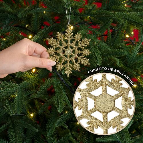 Decoración Navideña con Adornos para Árbol de Navidad (Copo Dorado) ESQUIMAL.