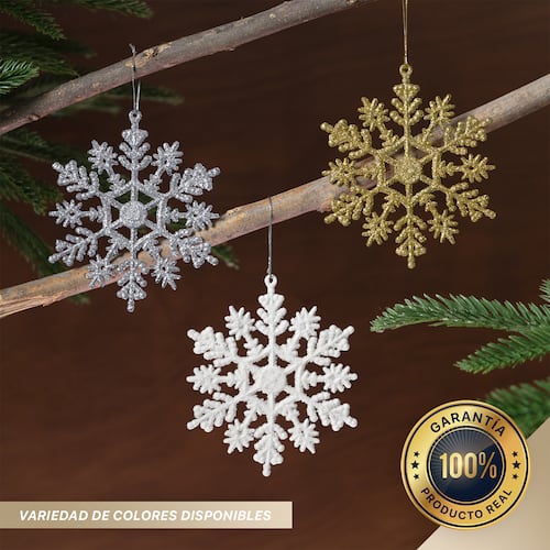 Decoración Navideña con Adornos para Árbol de Navidad (Copo Dorado) ESQUIMAL.