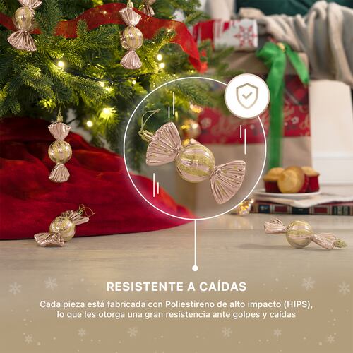 Decoración Navideña con Adornos para Árbol de Navidad (Dulce Rosa) ESQUIMAL.
