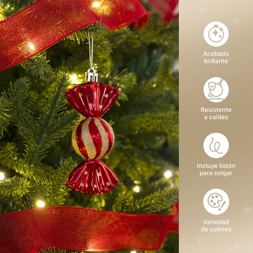Decoración Navideña con Adornos para Árbol de Navidad (Dulce Rojo) ESQUIMAL.