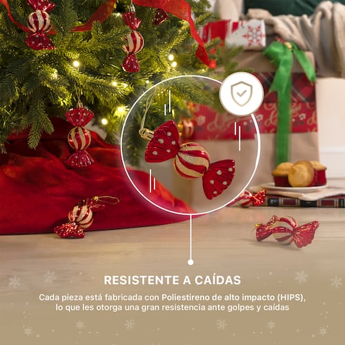 Decoración Navideña con Adornos para Árbol de Navidad (Dulce Rojo) ESQUIMAL.