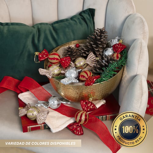 Decoración Navideña con Adornos para Árbol de Navidad (Dulce Rojo) ESQUIMAL.