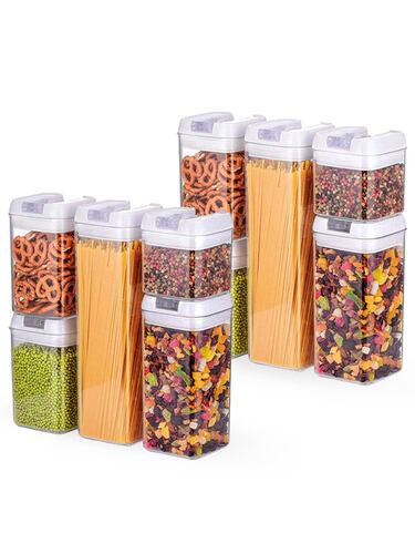 AGBOX Set De 10 Contenedores Herméticos Para Cocina, Tapa Blanca BOT010C.