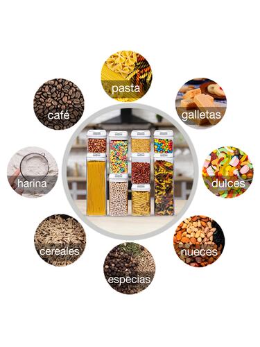 AGBOX Set De 10 Contenedores Herméticos Para Cocina, Tapa Blanca BOT010C.