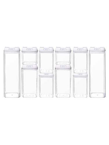 AGBOX Set De 10 Contenedores Herméticos Para Cocina, Tapa Blanca BOT010C.