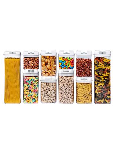 AGBOX Set De 10 Contenedores Herméticos Para Cocina, Tapa Blanca BOT010C.