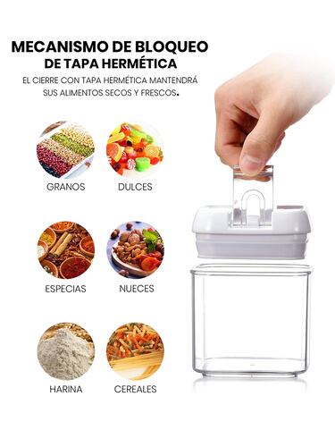 AGBOX Set De 10 Contenedores Herméticos Para Cocina, Tapa Blanca BOT010C.