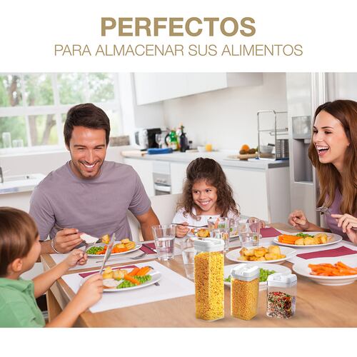 AGBOX Set De 10 Contenedores Herméticos Para Cocina, Tapa Blanca BOT010C.
