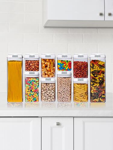 AGBOX Set De 10 Contenedores Herméticos Para Cocina, Tapa Blanca BOT010C.
