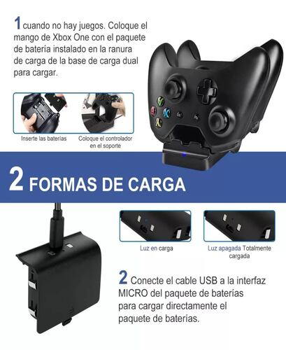 Carga Y Juega Base Cargadora Doble Para Controles Xbox