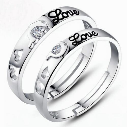 Anillos De Pareja Ajustables Color Plata 6 Piezas