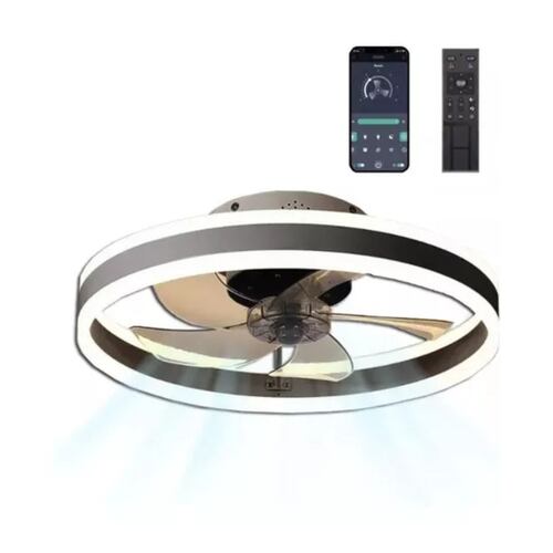 Ventilador Techo Inteligente 2 En 1 Lámpara Control Remoto Blanco/Negro