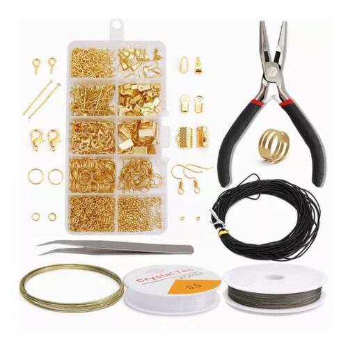 1128pcs Bisuteria Kit Para Hacer Aretes Gancho Joyerías Dorado