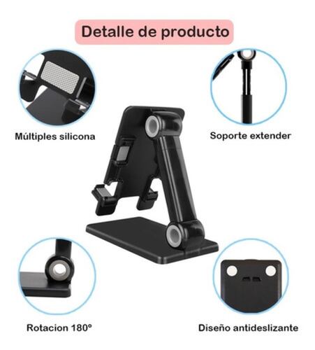 Soporte De Escritorio Para Celular Plegable Y Ajustable Negro