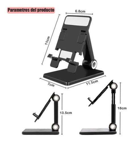 Soporte De Escritorio Para Celular Plegable Y Ajustable Negro