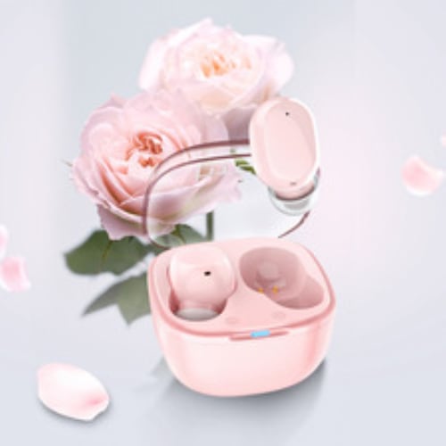 Audífonos in-ear gamer inalámbricos rosa con luz LED