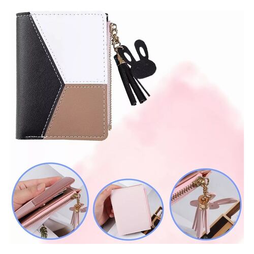 Cartera con monedero y llavero Negro
