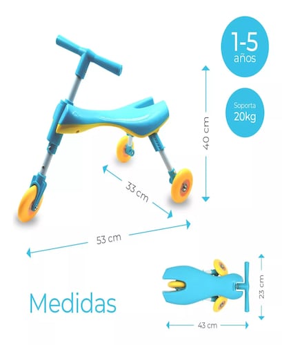 Triciclo Bimba Scooter Plegable Niño Infantil Sin Pedales.
