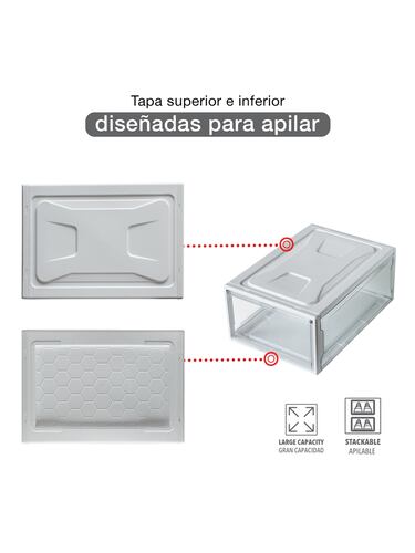 AGBOX Zapatera Apilable Wendy Set 4 Piezas Premium Small Blanca ZAP04WB.