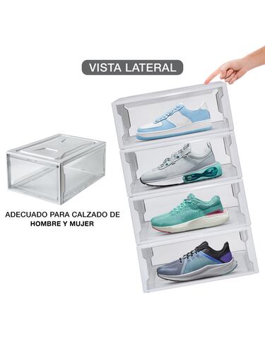 AGBOX Zapatera Apilable Wendy Set 4 Piezas Premium Small Blanca ZAP04WB.