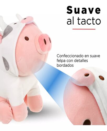 Miniso Peluche Cerdito Sentado Con Capucha De Vaca 27.9x21.2.