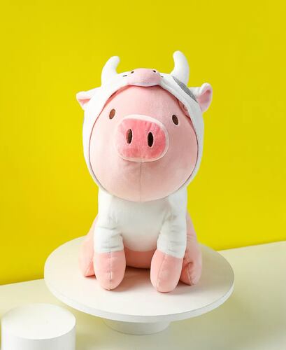 Miniso Peluche Cerdito Sentado Con Capucha De Vaca 27.9x21.2.