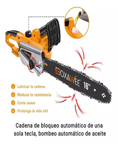 Motocierra Eléctrica Herramientas Con 2 Cadenas Goxawee.