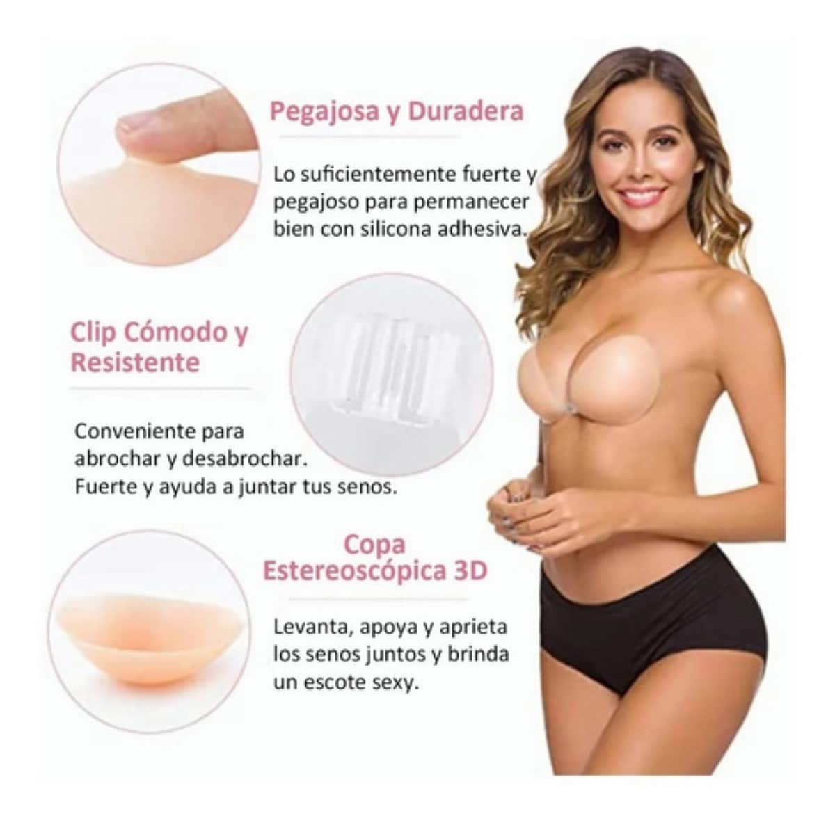 Brasier Strapless Push Up Invisible Sosten Levanta Busto talla B