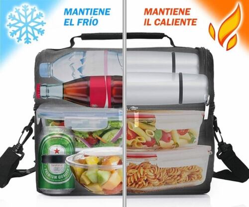 Loncheras Térmicas Bolsa Frio Gran Capacidad Hombre Mujer Negro