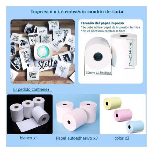 Mini Impresora Térmica Inalámbrica Con Bluetooth Portátil Blanco