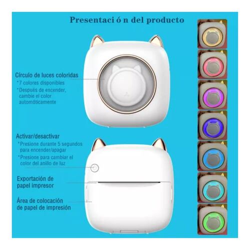Mini Impresora Térmica Inalámbrica Con Bluetooth Portátil Blanco