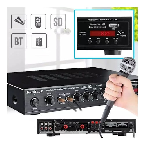 Amplificador Audio Bluetooth 5 Canales 2000w Para Uso Domésto Negro