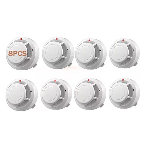 Kit Detector De Humo Con Alta Cobertura Y Alarma Con Sonido 8pcs