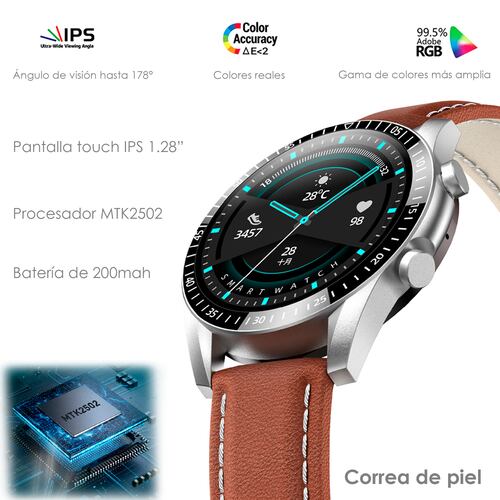 Reloj Smartwatch Vak 115 Piel Bluetooth Calorias Musica.