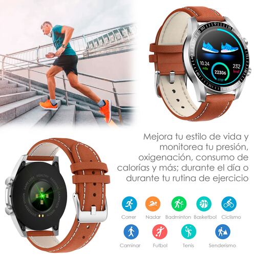 Reloj Smartwatch Vak 115 Piel Bluetooth Calorias Musica.