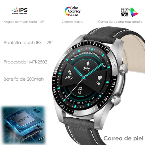 Reloj Smartwatch Vak 115 Piel Bluetooth Calorias Musica.