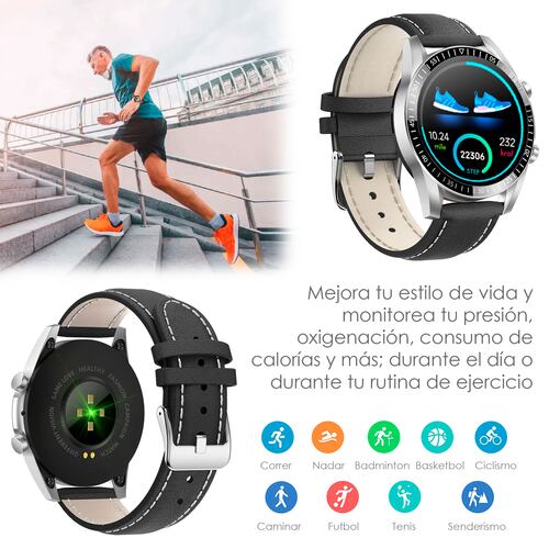 Reloj Smartwatch Vak 115 Piel Bluetooth Calorias Musica.